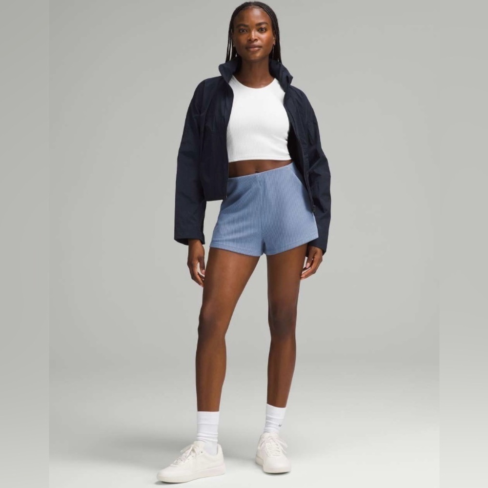 Lululemon Ribbed Softstreme High-Rise Short 2" in Oasis Blue